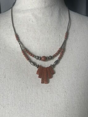 Sterling silver Red Jasper Bead Statement Necklace - Women Jewelry